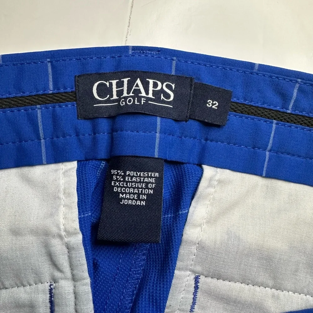 Chaps‎ Golf Shorts Men’s 32 Striped Plaid Blue White Large Athletic
